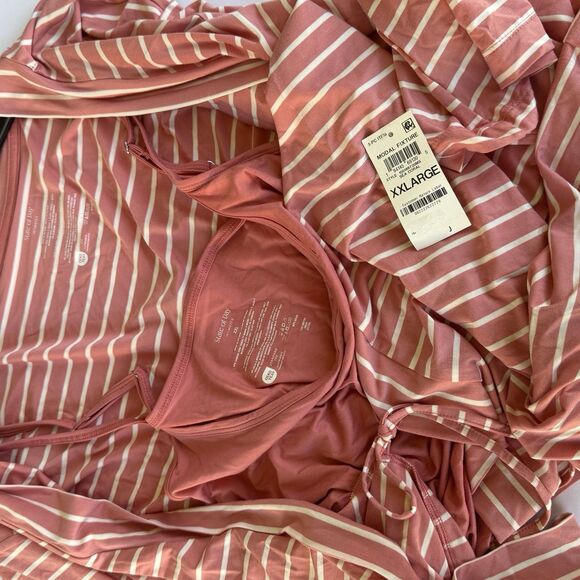 State Of Day NWT 3 Piece pink and white striped pajamas set Women’s Modal XXL - Picture 3 of 3